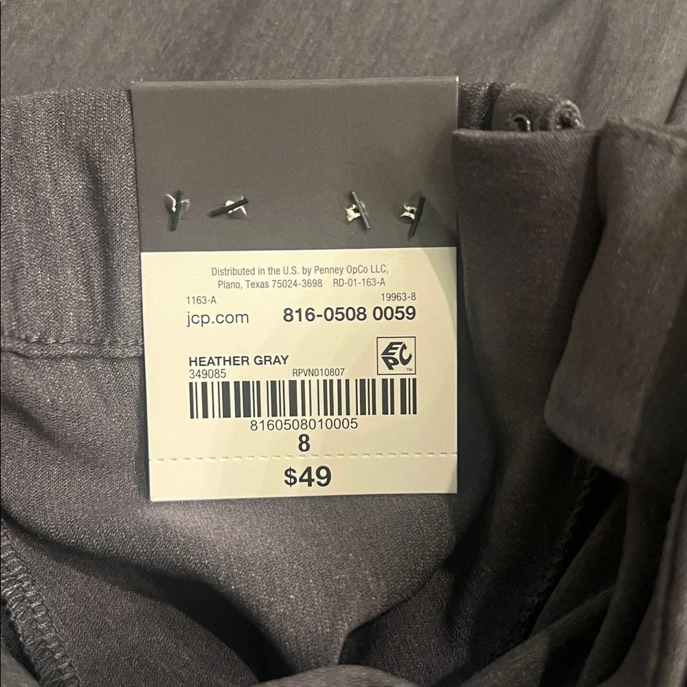 NWT Worthington Heather Gray Slim Leg Mid-Rise Pants, Sz 8